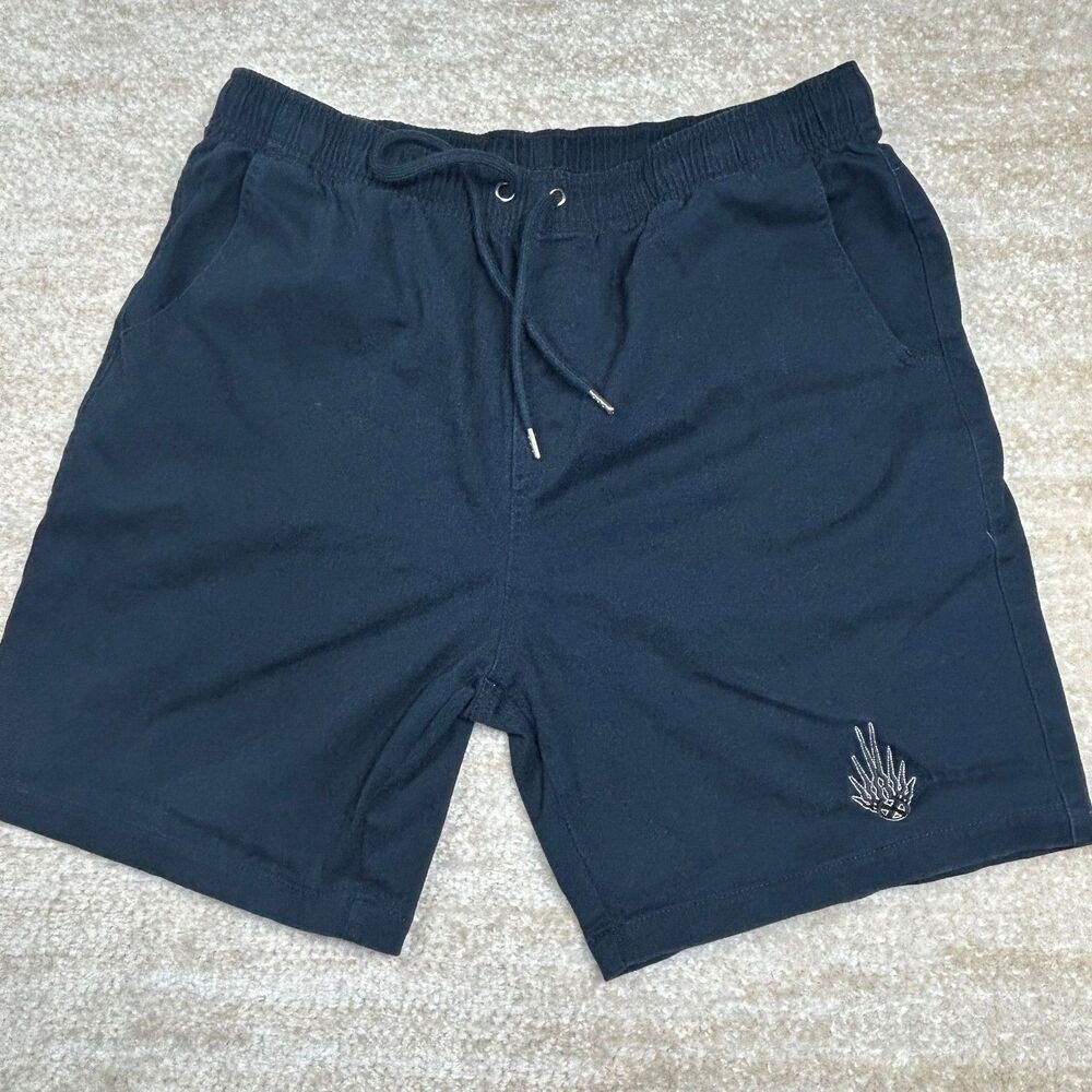 AS Colour Shorts Mens 34 Navy Elastic Waist Drawstring Embroidered Logo Casual